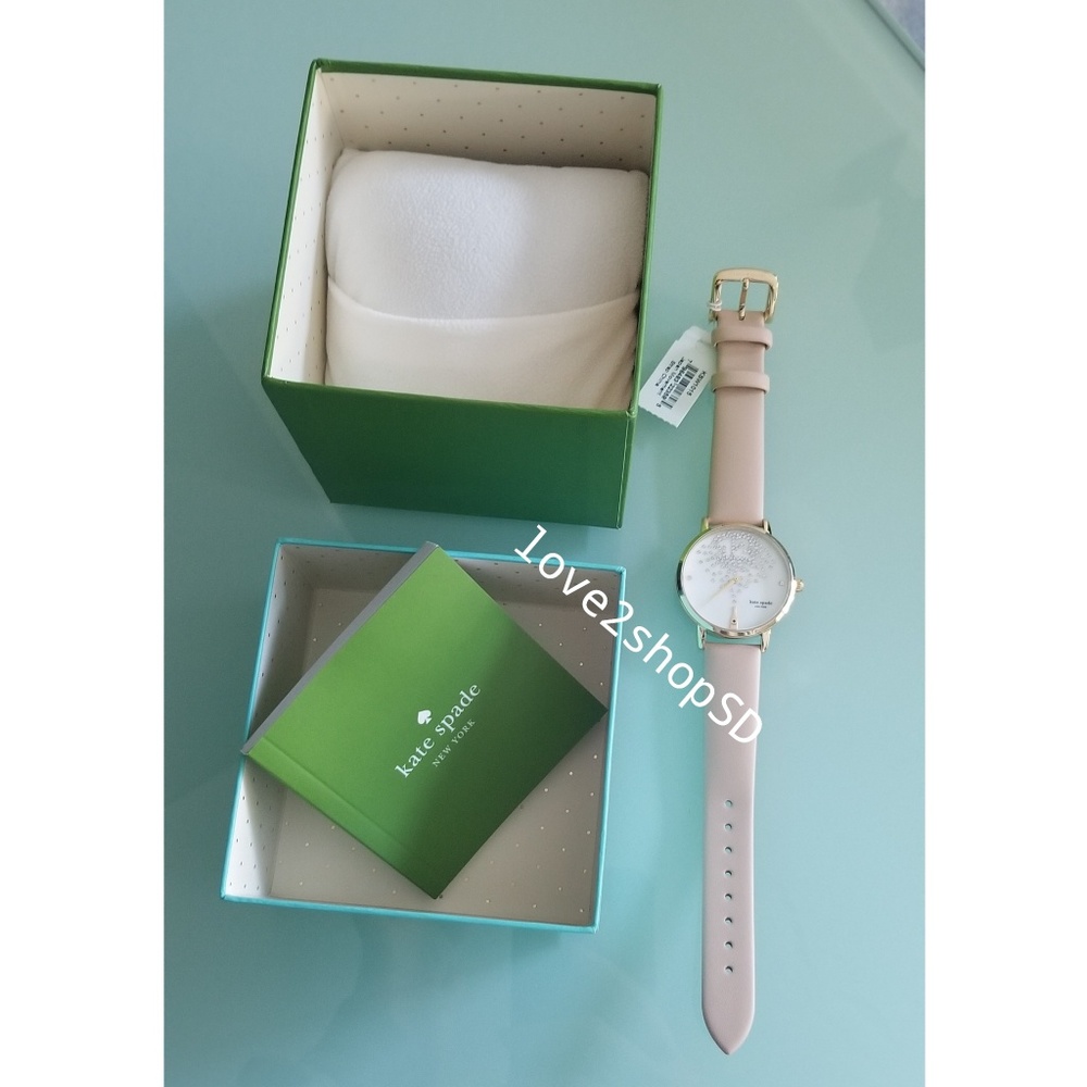 Kate Spade New Metro Leather Strap Watch Champagne at Midnight NWT - Picture 6 of 8